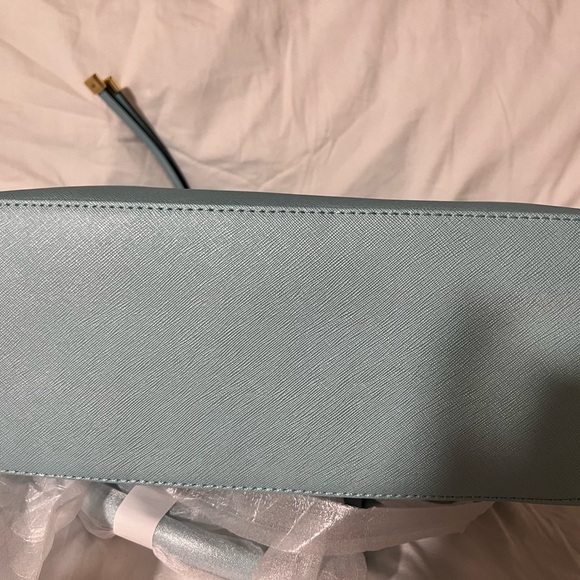 Tignanello Bowery Dome Satchel in Powder Blue with Gold Accents - Picture 6 of 7